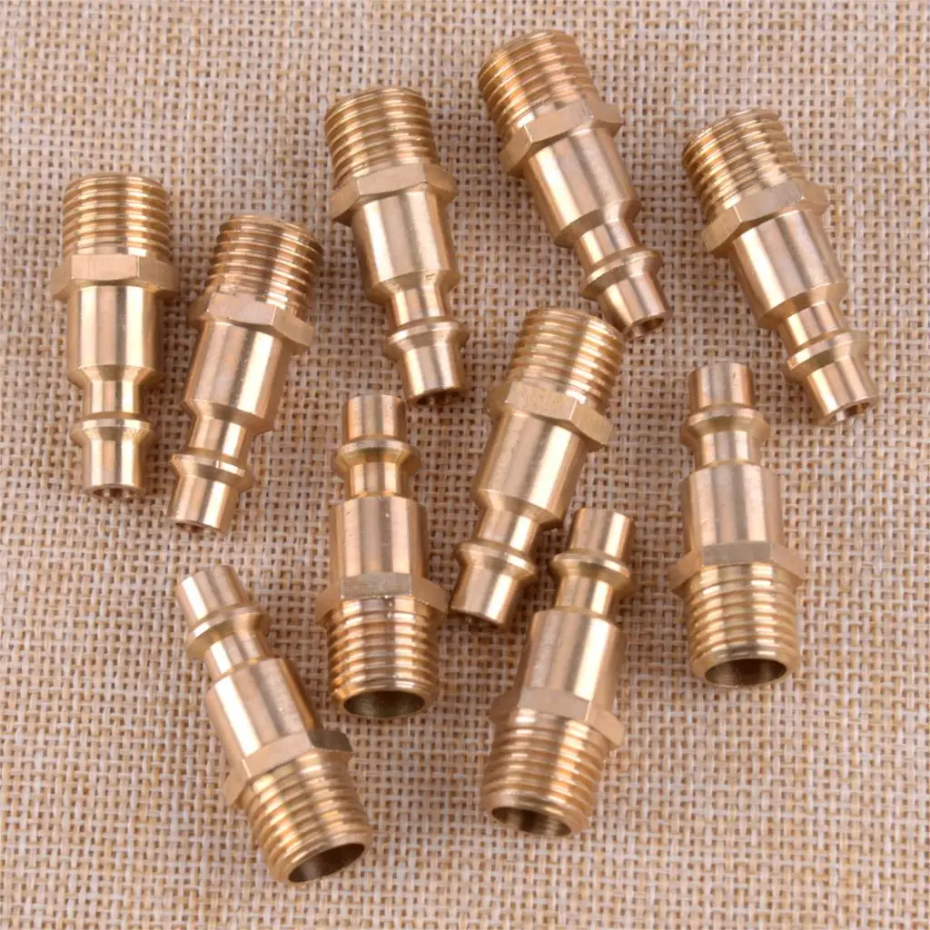 

New 10PCS Solid Brass 1/4" NPT Male Plug Air Hose Connector Quick Pneumatic Fitting Industrial Air-operated Tool Compressor Set