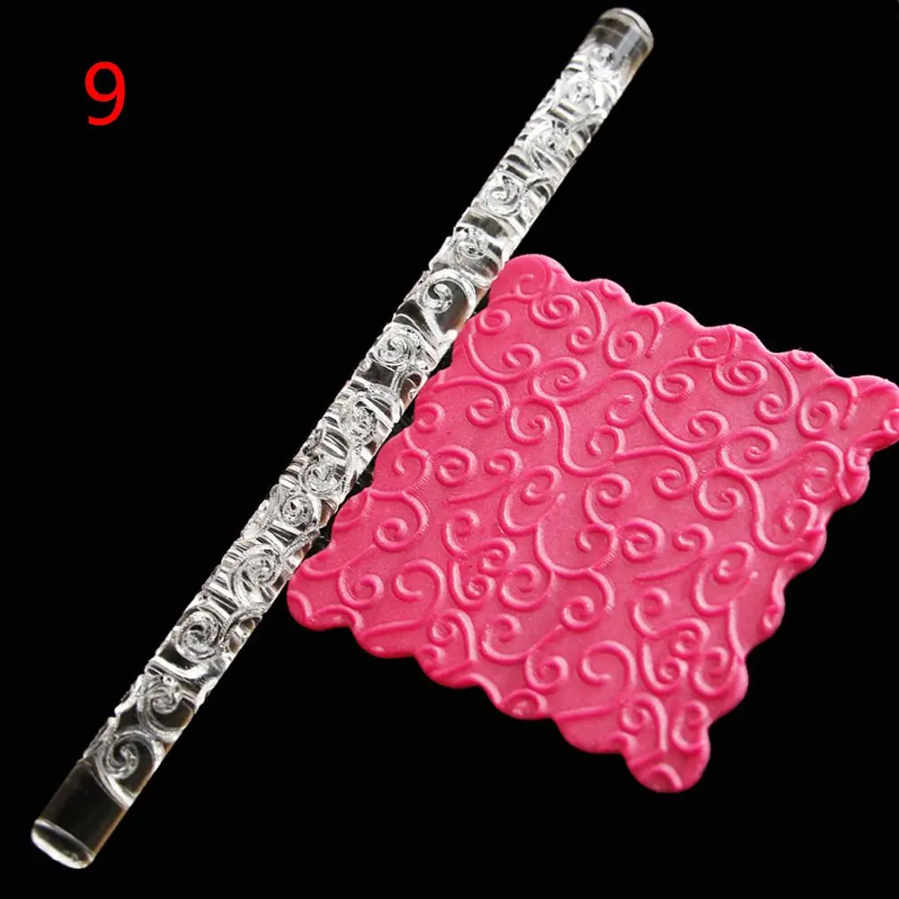 21 Styles Hot Acrylic Rolling Pin New Designed Embossing Pastry Roller Baking Tools Fondant Cake Impression Kitchen Accessories