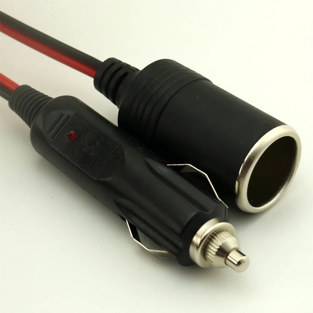 1pcs Car Cigarette Cigar Lighter Extension Cable Socket Lead Cord Adapter 12V/24V 40cm