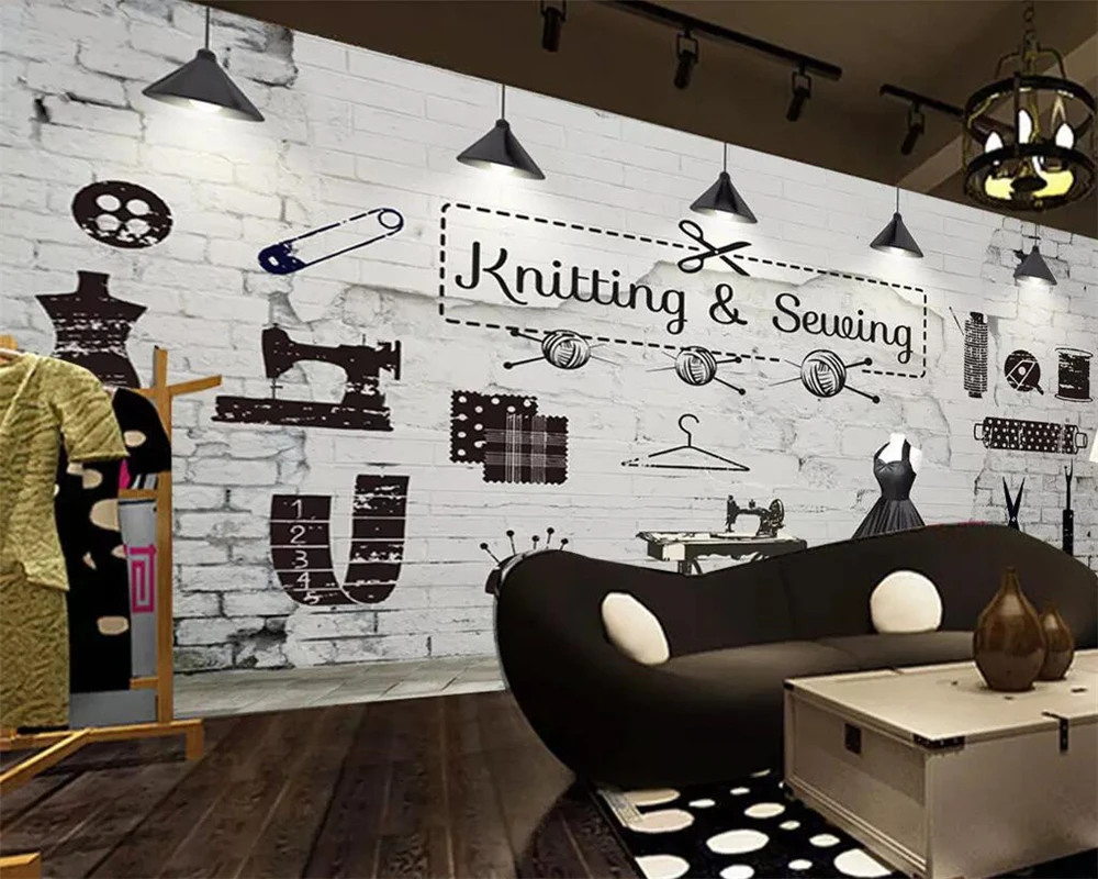 Custom Wallpaper Mural Brick Wall Clothing Store Image Wall Background Wall Mural Home Decor Tailor Shop Self-adhesive mural