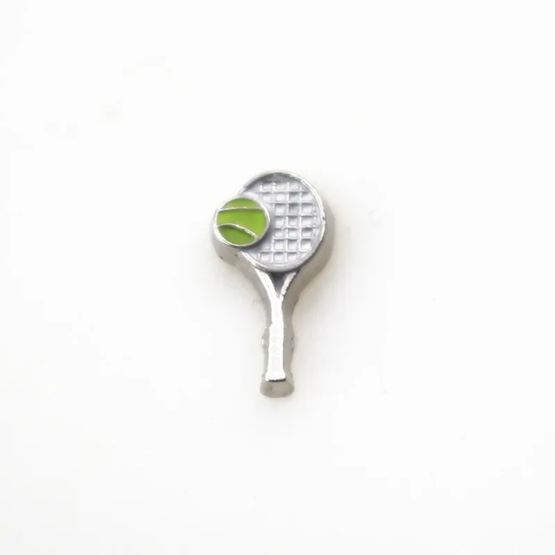 Wholesale 20pcs Tennis Racket Sports Floating Charms Living Glass Lockets DIY Jewelry