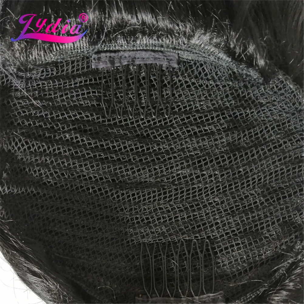 Lydia-extensiones de cabello sintético ondulado con cordón, coleta larga con dos peines de plástico, disponible en todos los colores, 20-22 pulgadas