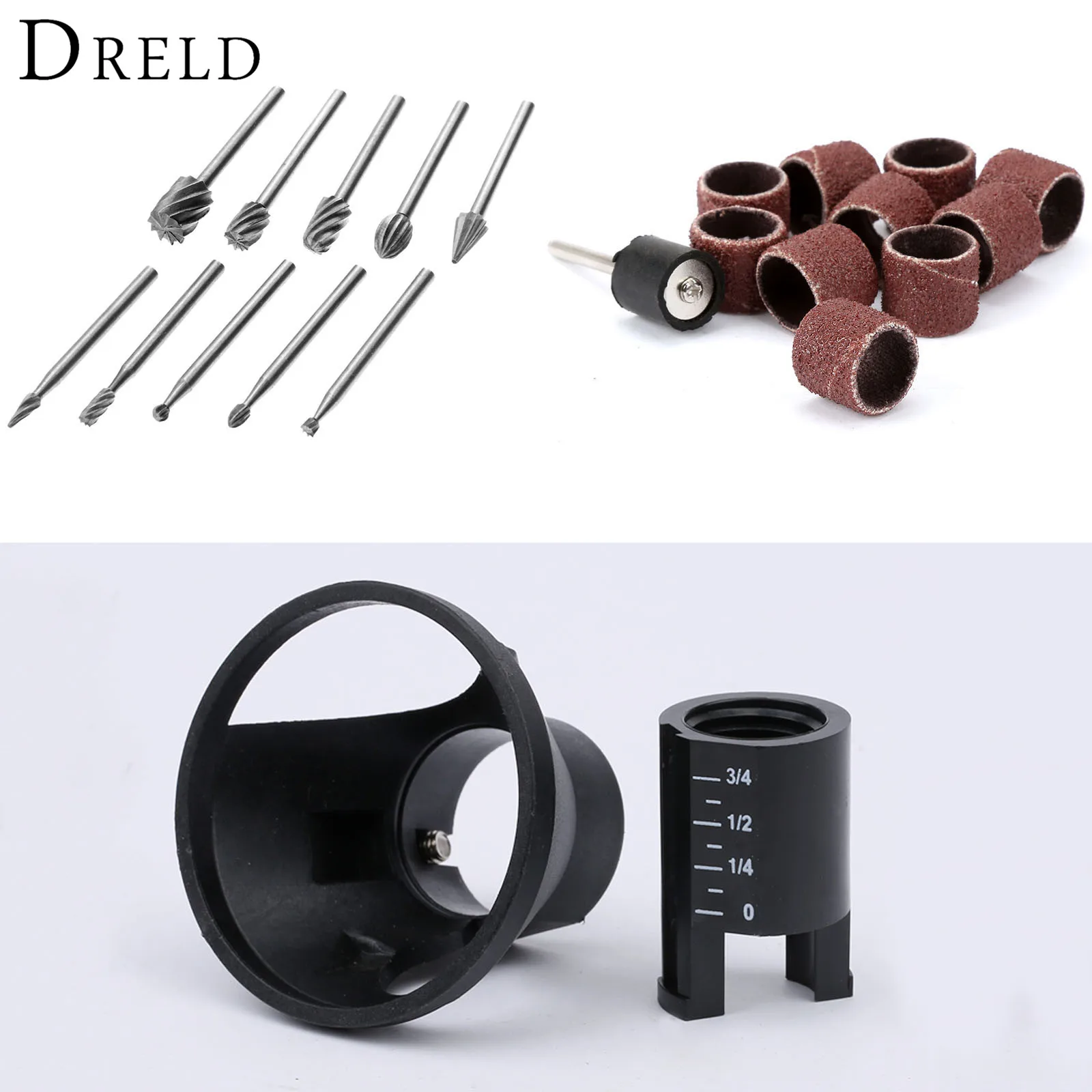 10 шт. шлифовальных Сверл из быстрорежущей стали, шлифовальные сверла + 10 шт. шлифовальных лент с оправкой + фотоэлемент для вращающегося инструмента Dremel