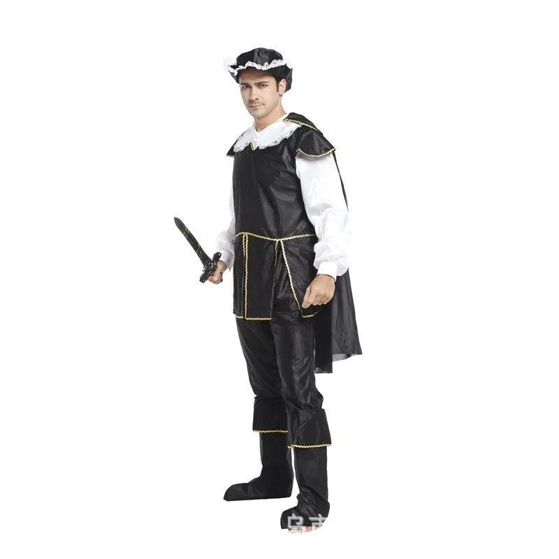 Men Swordsman Pirate Costume Halloween Warrior Robin Hood Cosplay Carnival Purim Christmas Masquerade Stage Performance Dress