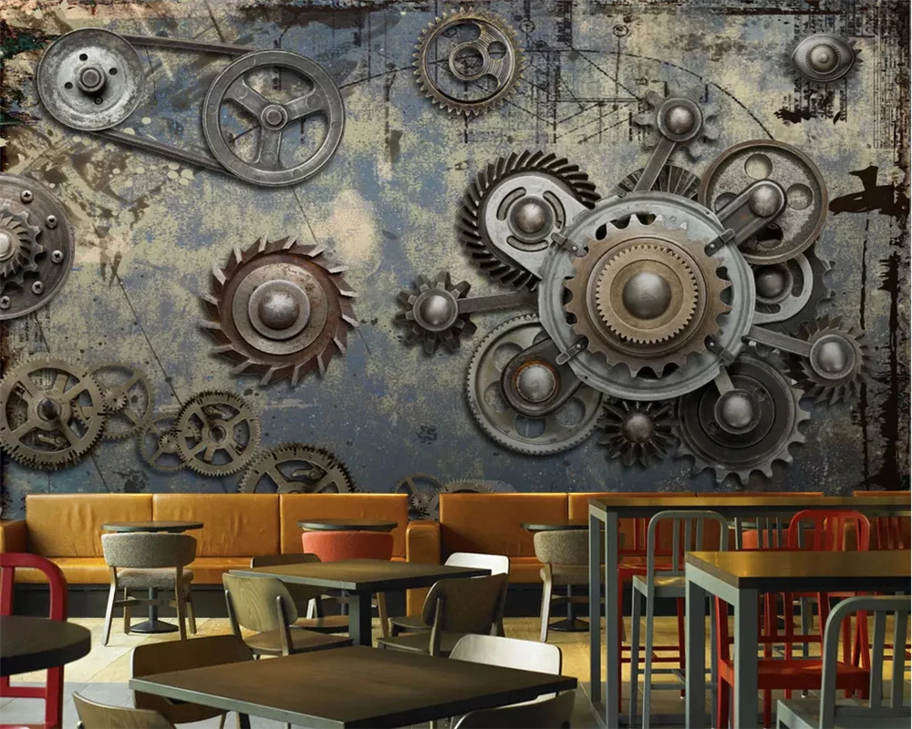 Beibehang personalizado moderno europeo y americano industrial viento vintage cemento pared engranaje barra fondo papeles tapiz decoración del hogar