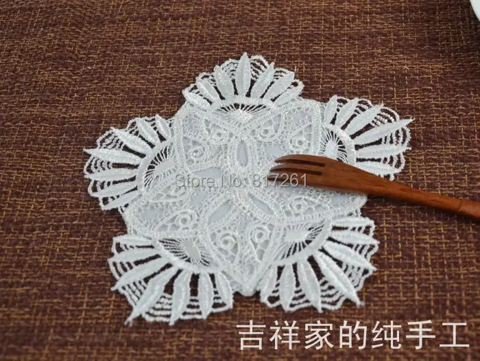 Free shipping 18cm 10 pics water-soluble lace table mat lace doily place mat potholde shabby chic wedding for home decor felt