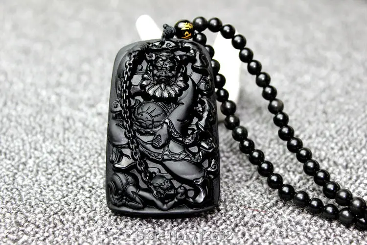 Natural obsidian Mexico black obsidian ChungKuel Pendant Amulet fortune Hanging