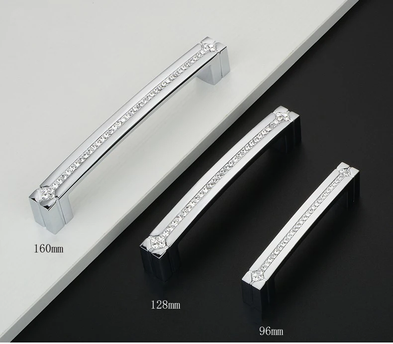 Luxury Crystal Glass Diamond Furniture Handles Wardrobe Drawer Knobs Kitchen Cabinets Cupboard Dresser Sliding Door Pull Handle