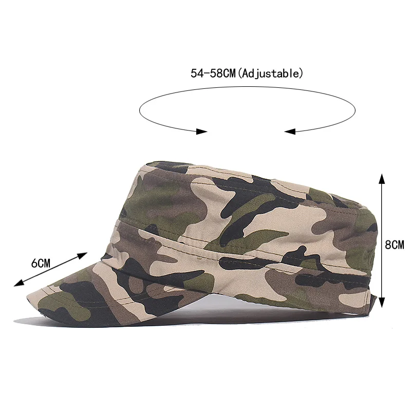 Classic Men Military Caps Men\'s Women\'s Fitted Flat Top Baseball Caps Army Camouflage Sun Hats Outdoor Sports Camping Style