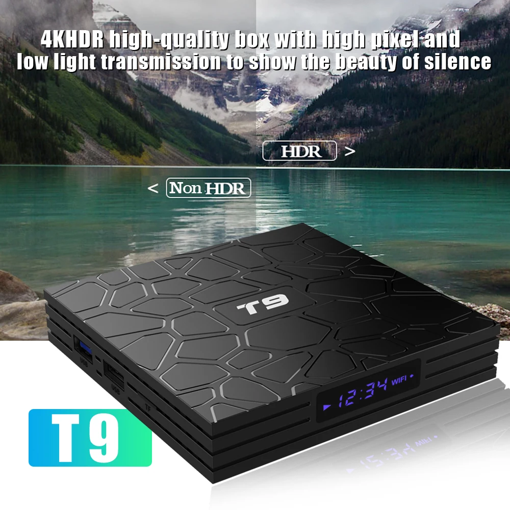 4GB 64GB Android 9.0 TV Box T9 RK3318 Quad Core 4G/32G USB 3.0 Smart 4K Set Top Box Opsional 2.4G/5G WIFI Ganda BT MINI PC