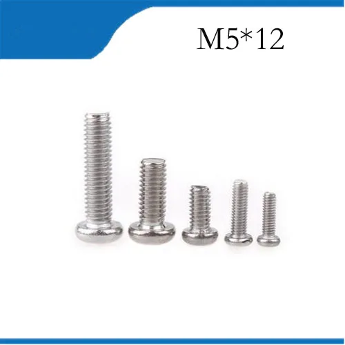 

Free shipping 50pcs/Lot GB818 M5x12mm M5*12 mm 304 Stainless Steel Phillips Screw Cross Recessed Pan Head Screws Phillips Screws