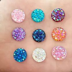 80PCS AB Resin shiny 12mm Round Flatback Rhinestone children scrapbook  DIY Ornaments Wedding applique SC36*2