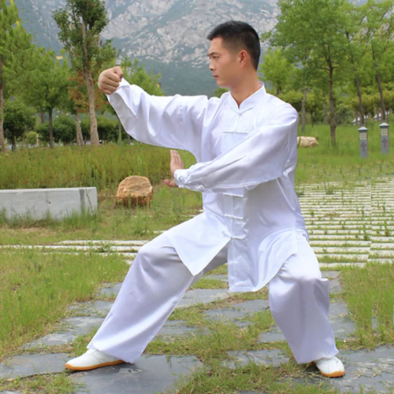 USHINE-Vêtements de performance de chapelle Tai pour hommes et femmes, uniforme de KungFu à manches longues, uniforme de Wushu Taichapel, blanc,