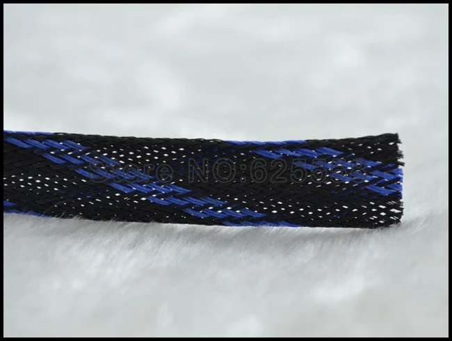 5M 16MM Nylon Hülse Schwarz & blau Nylon Mesh Geflechtschläuche