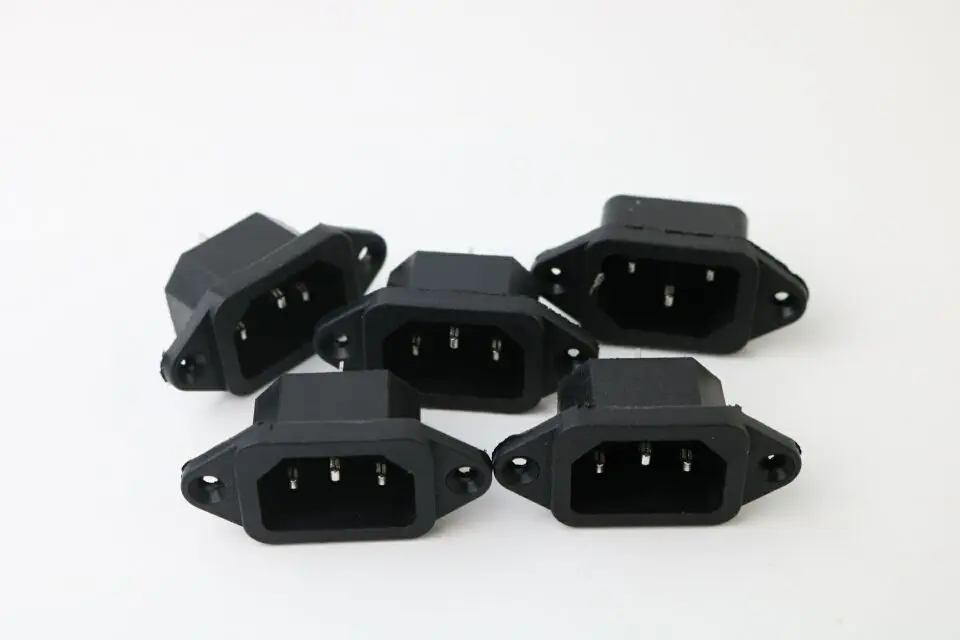 5 Pcs 3P IEC 320 C14 Male Plug Panel Power Inlet Sockets Connectors AC 250V 10A