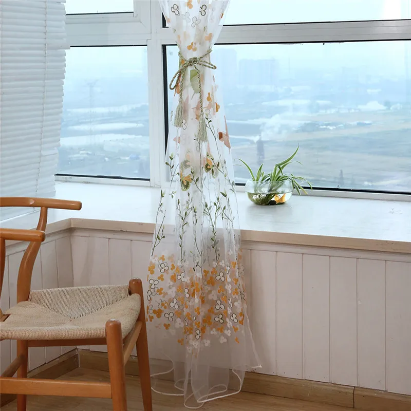 2022 1個蝶枝プリントのため屋内窓スクリーニング装飾バルコニーのカーテンカーテン