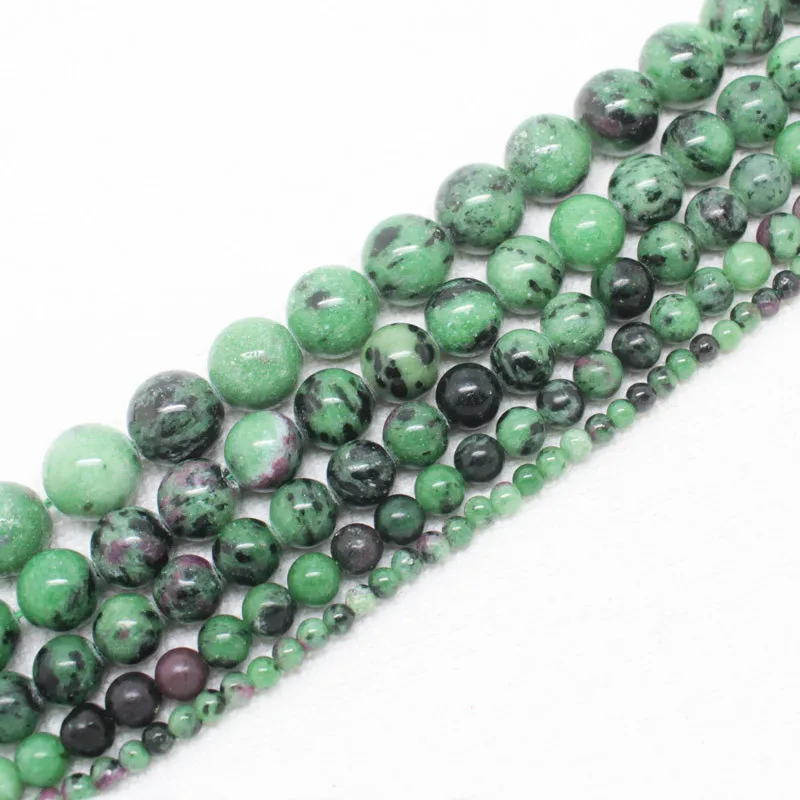 Natural RubZoisites 4-12mm Round Beads 15