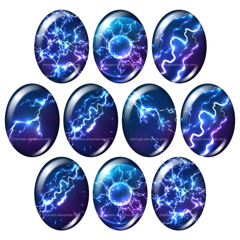 Beauty Outer Space Planet lightning  13x18mm/18x25mm/30x40mm mixed Oval photo glass cabochon demo flat back Jewelry findings