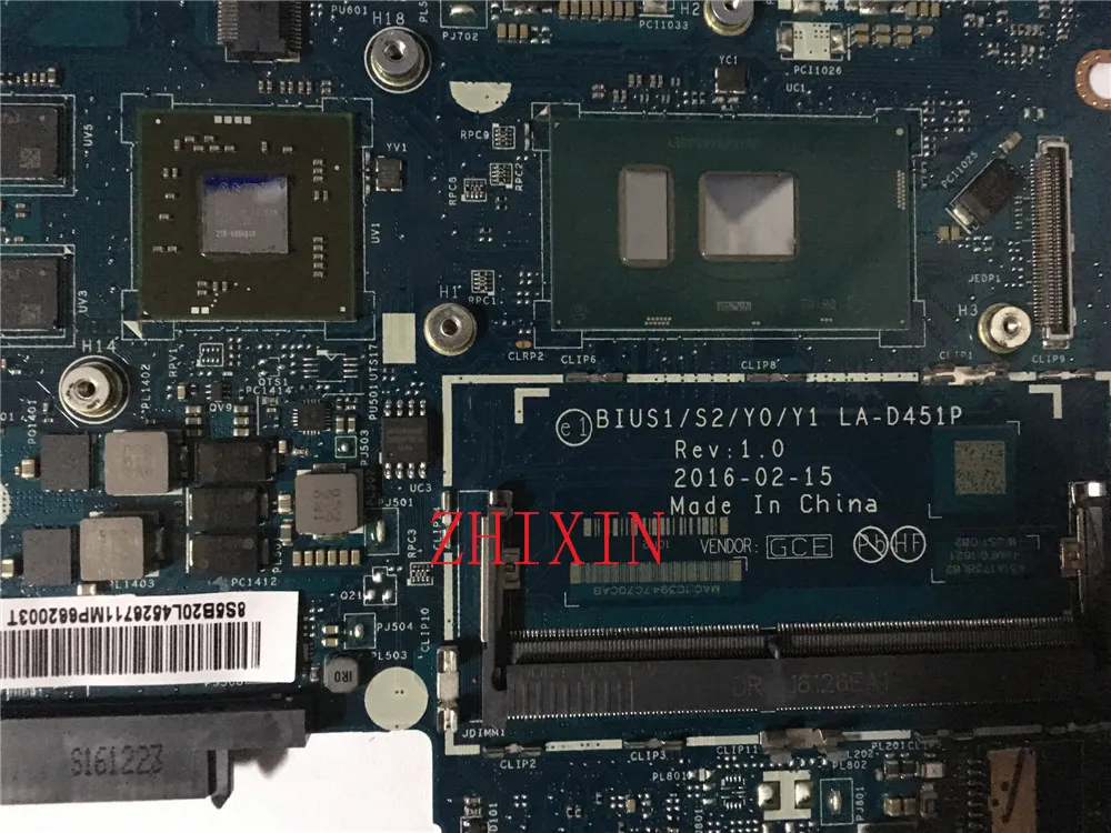

yourui FOR Lenovo Yoga 510-15ISK Flex 4-1570 Laptop Motherboard 5B20L45913 BIUS1/S2/Y0/Y1 LA-D451P SR2EY I5-6200U mainboard