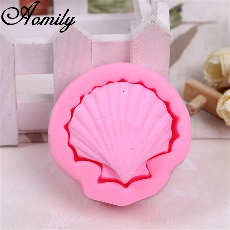 Aomily 3D Ocean Shell Silicone Chocolate Mould Heart Love Soap Mold Candle Polymer Clay Molds Crafts DIY Forms Soap Base Tool