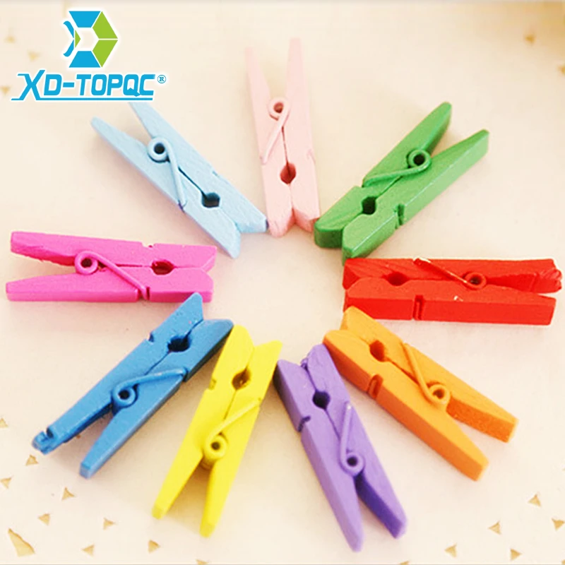 50 pcs/lot Creative Cute Cartoon Colors Wooden Picture Clip Message Board Decorative Support Photo Pince Spring Clips