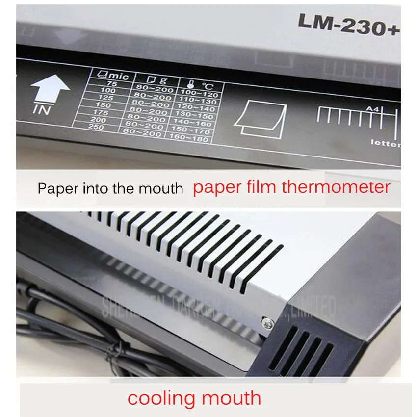 LM230+ hot/cold laminator 400w lamination machine a4 Max Width 230mm laminator coating photo laminating machine  1PC