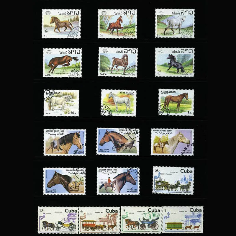 95/240 PCS Different Topic Horse Cancelled Postage Stamps With Post Mark For Collection Gift