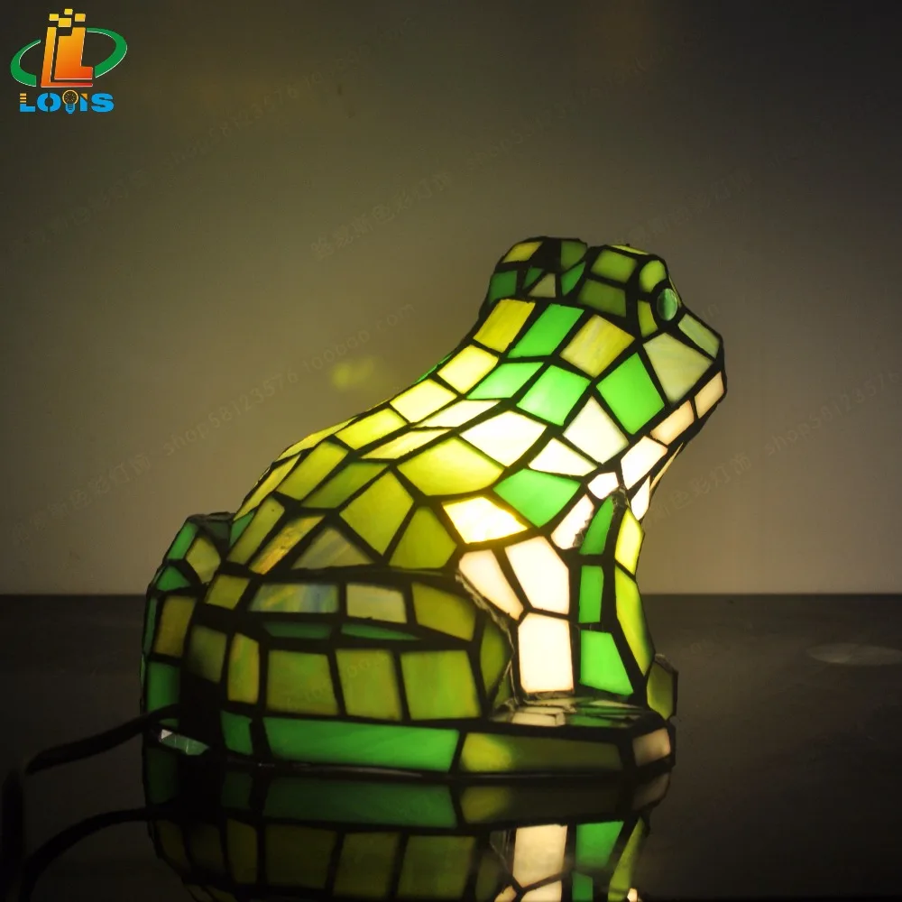 New European Frog Night Light Bedroom Study Bar Glass Green Insect Lighting Fashion Art Tiffanylamps Children\'s Sleep Bed Light