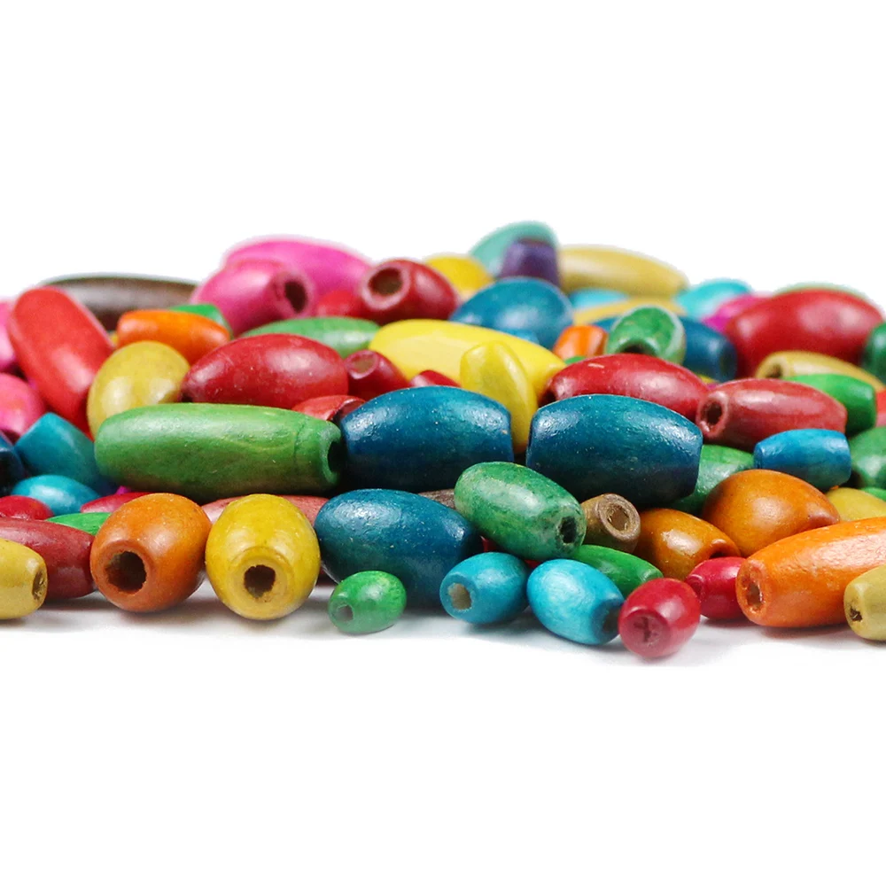 23*8/10*6/8*5/6*4mm 30~300pcs Oval DIY Cheap Beads Handmade Colored Natural Wood Beads For Bracelet Necklace Jewelry Making