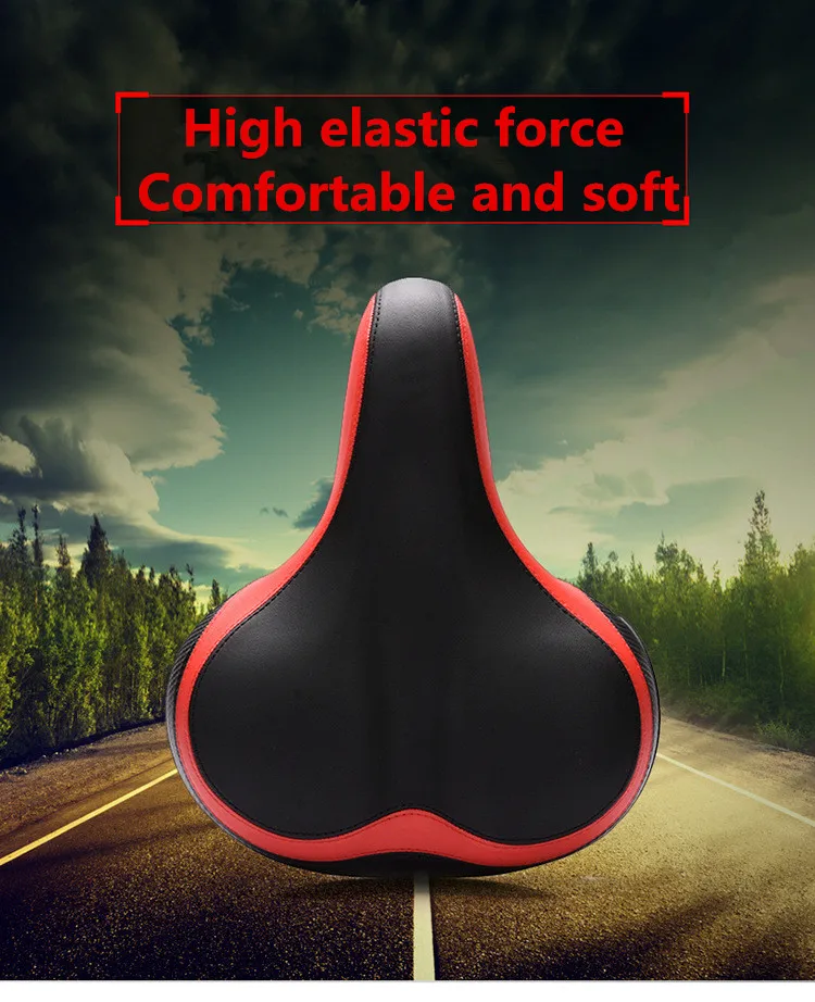 Wide Thicken Bicycle Saddle Seat Soft Silicone With Reflective Stickers MTB Road Bike Rear Light  Cycling Hollow Cushion Saddle