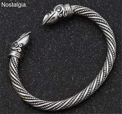 Nostalgia Vikingos Odin Raven Heads Pulseira Viking Jewelry Mens Hand Cuffs Open Nail Bracelet Vikingo Bangle Jwelry For Women