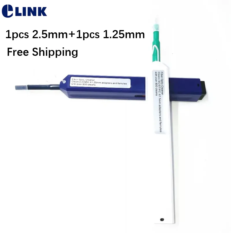 fiber optic cleaning kit 2 IN 1 1pcs 2.5mm + 1pcs 1.25mm one click cleaners for LC/MU/SC/FC/ST connector cleaning pen ELINK