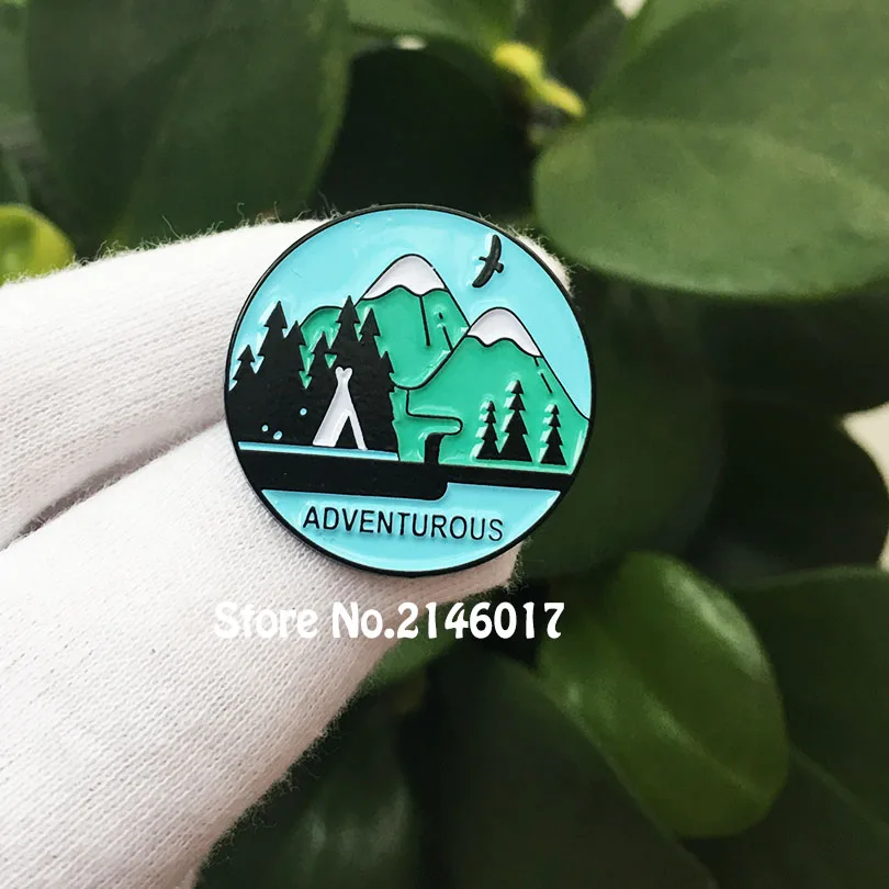 10pcs Adventurous Hiking Lapel Pins Wilderness Explorer Badge Outdoorsy Camping Mountains Enamel Pin Brooch Adventure Awaits