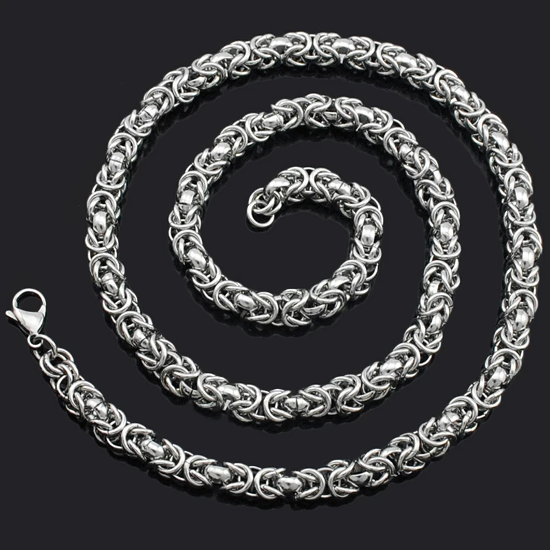 CHIMDOU Stainless Steel Vintage Byzantine Link Silver Color Necklaces Mens Chain Boy Wholesale Jewelry