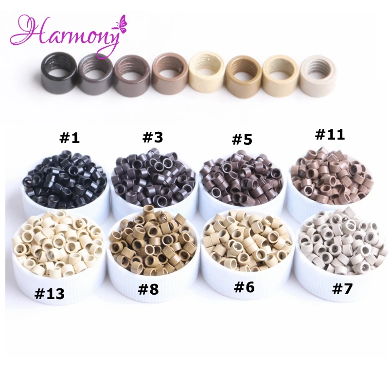 Harmonie Plus – extensions de cheveux, 1000 pièces, 3.5x2.0x2.0mm, Micro anneaux en Aluminium, perles, liens avec vis, i-tip