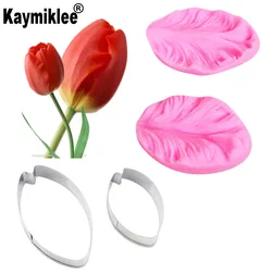 Tulip Flower Petal Veiner Silicone Mould Fondant Mold Cake Decorating Tools ,Gumpaste Sugarcraft Cutter Mold CS166