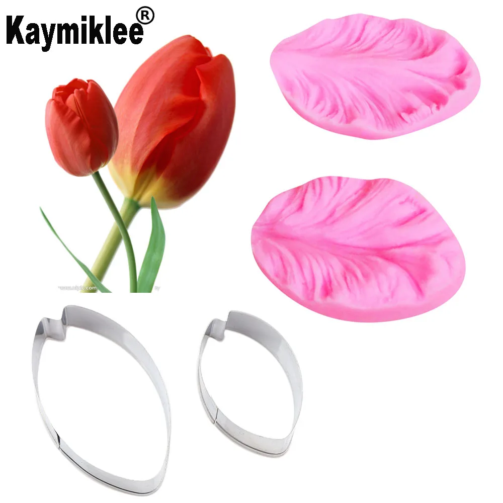 Tulipan kwiat płatek Veiner i Cutter silikonowe formy kremówka Mold ciasto dekorowanie narzędzia, Gumpaste Sugarcraft formy CS166