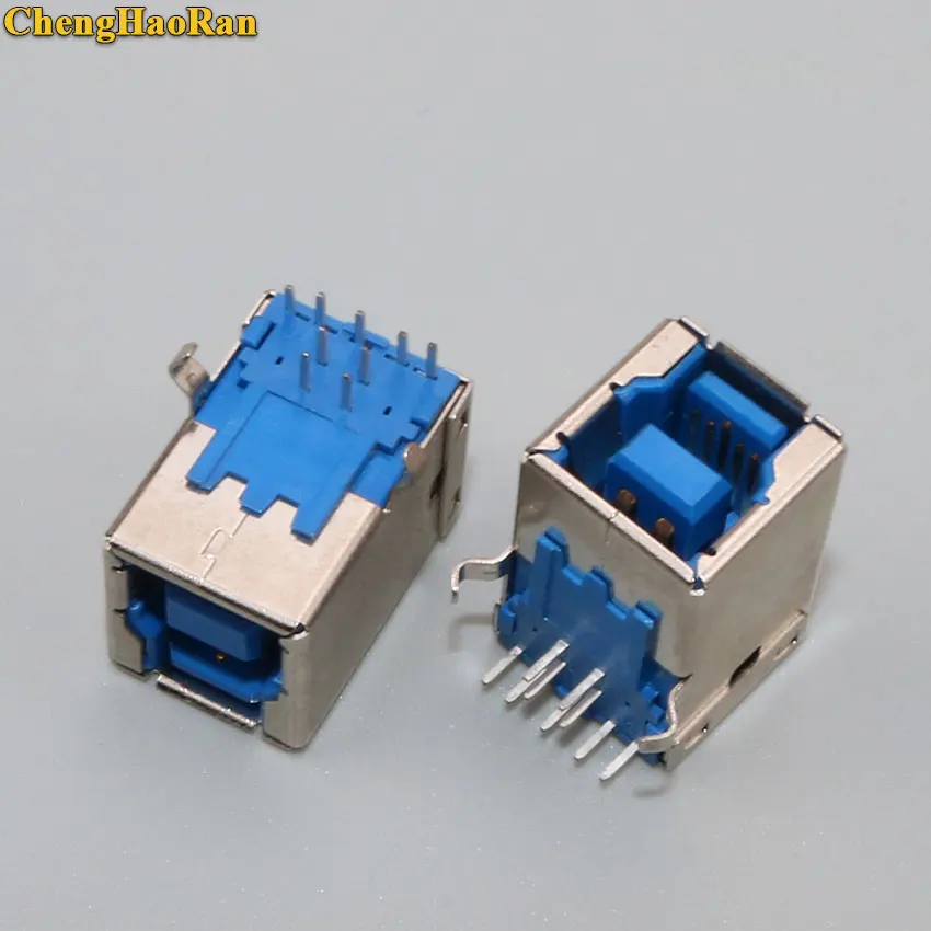 ChengHaoRan For Printer Inference USB 3.0 Connector Jack Female USB Socket 3.0 BF Type Side 90Degree Bent Feet