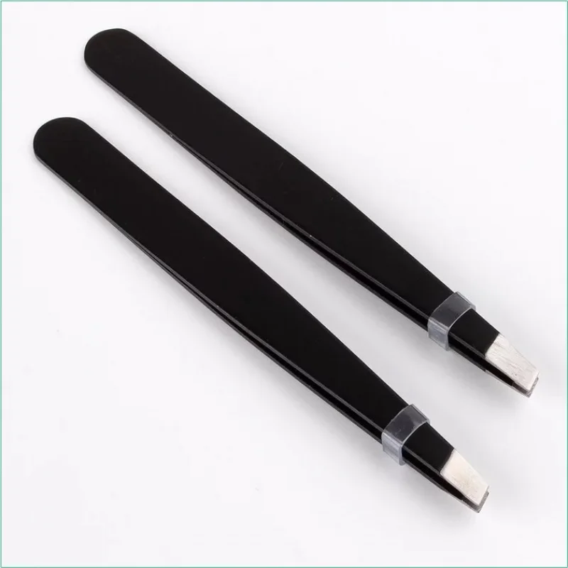 Schwarze Augenbrauenpinzette aus Edelstahl mit schräger Spitze, Haarentfernung, Make-up-Werkzeug-Set, Wimpernverlängerung, doppelte Augenlid-Anwendung – Detail 15