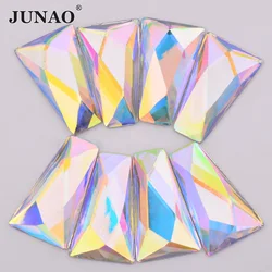 JUNAO 13x27x44mm Grande AB Strass Acrilici Applique Grande Strass Trapezio Cristalli Flatback Non Cucire Pietre Fantasia per l'artigianato