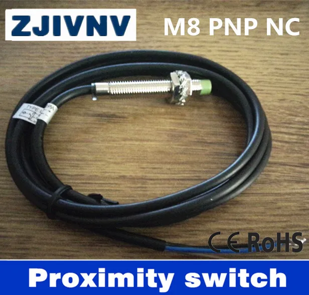 6 pieces M8 non-flush or flush type  PNP NC DC 3 wires induction proximity sensor switch , metal sensor npn normally close dc