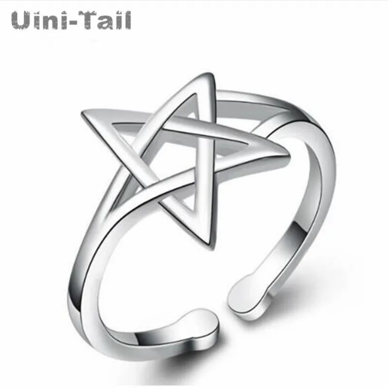 UiniTail hot sale simple 925 Tibetan silver hot new fashion jewelry couple star cute temperament ring opening high quality JZ097