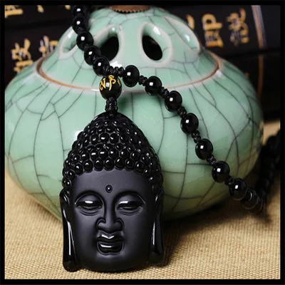 

Wholesale Natural Obsidian Scrub Pendant Black Buddha Head Pendants Transhipped Buddha Head