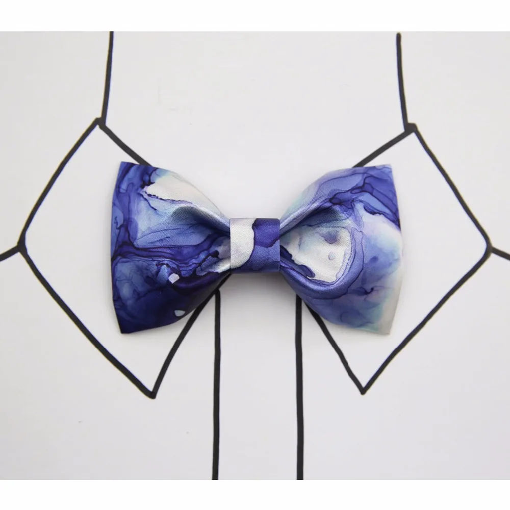 

New Free Shipping fashion Men's malePrinted bow tie pocket towel men and women married groom groomsman England blue ink