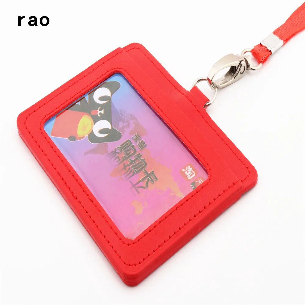 Luxury quality 618 PU Leather  double card sleeve sets ID Badge Case Clear Bank Credit Card Badge Holder School student office