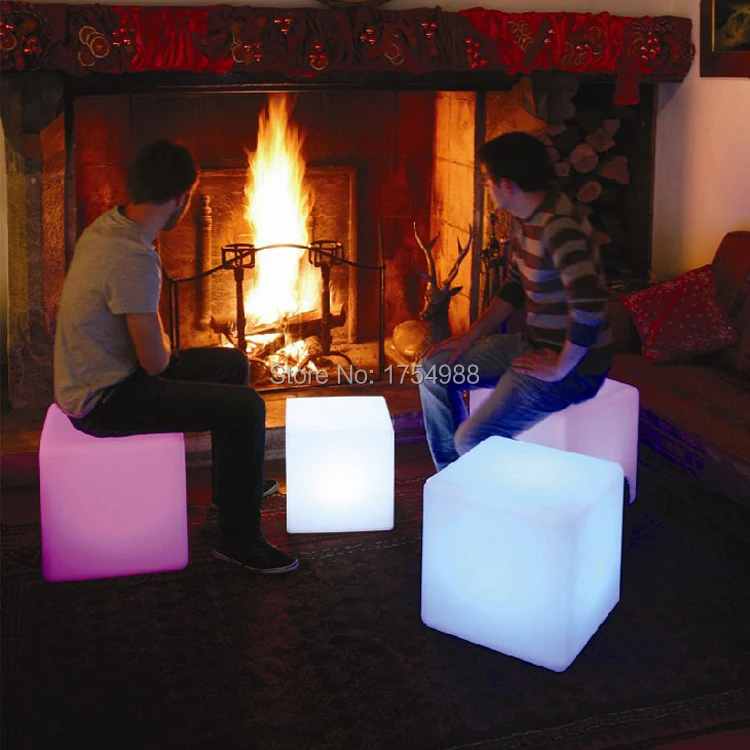 2015 free shipping 50cm LED cube chair for outdoor party/Led Glow Cube Stools Led Luminous Light Bar Stool Color Changeable