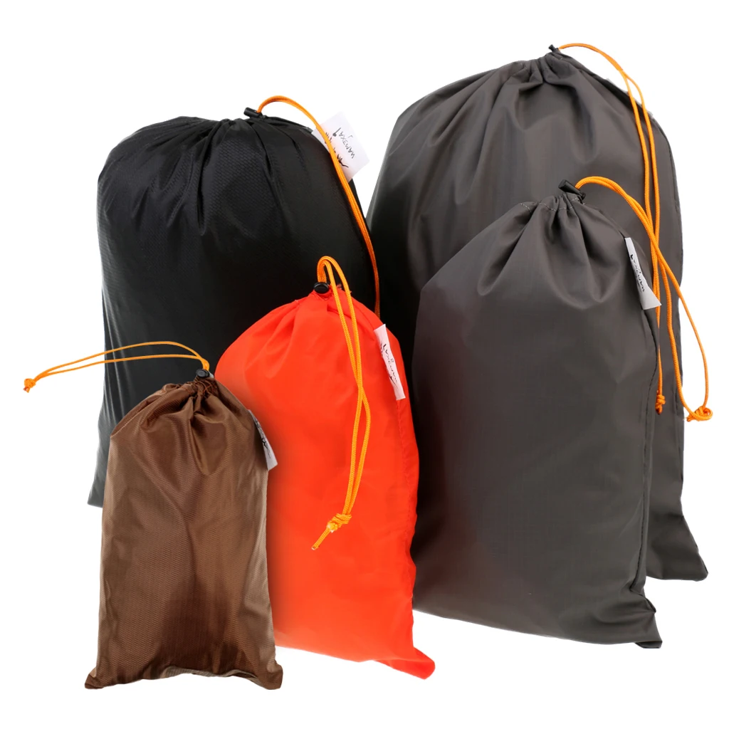 5pcs/set Stuff Sack Clothes Storage Bag for Camping, Hiking, Fishing, Biking, Outdoor Sports and Rafting