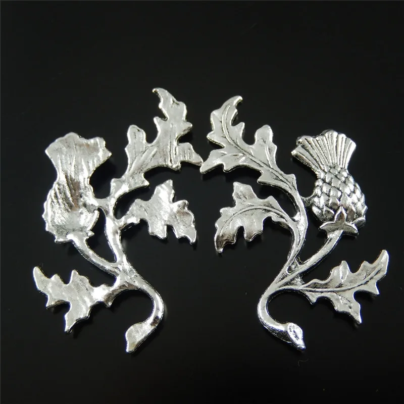 5PCS Alloy THISTLE Pendant Tree Leaves Top 3color Vintage Home Dec Furniture Jewelry Accessory 47*32MM Scotland Thistle Chair