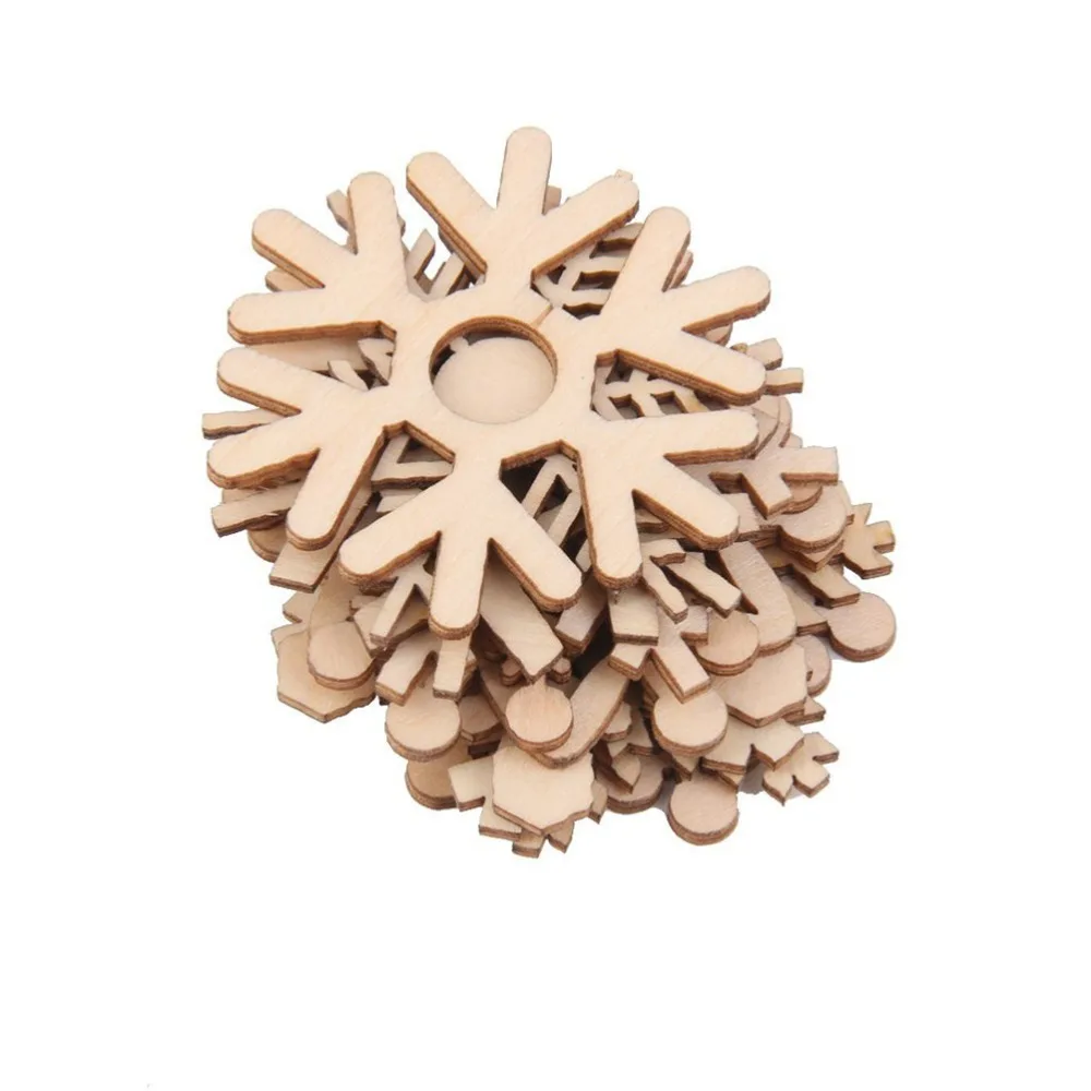 10pcs Christmas DIY Assorted Wooden Snowflake Cutouts Craft Embellishment Gift Tag Wood Ornament for Weding