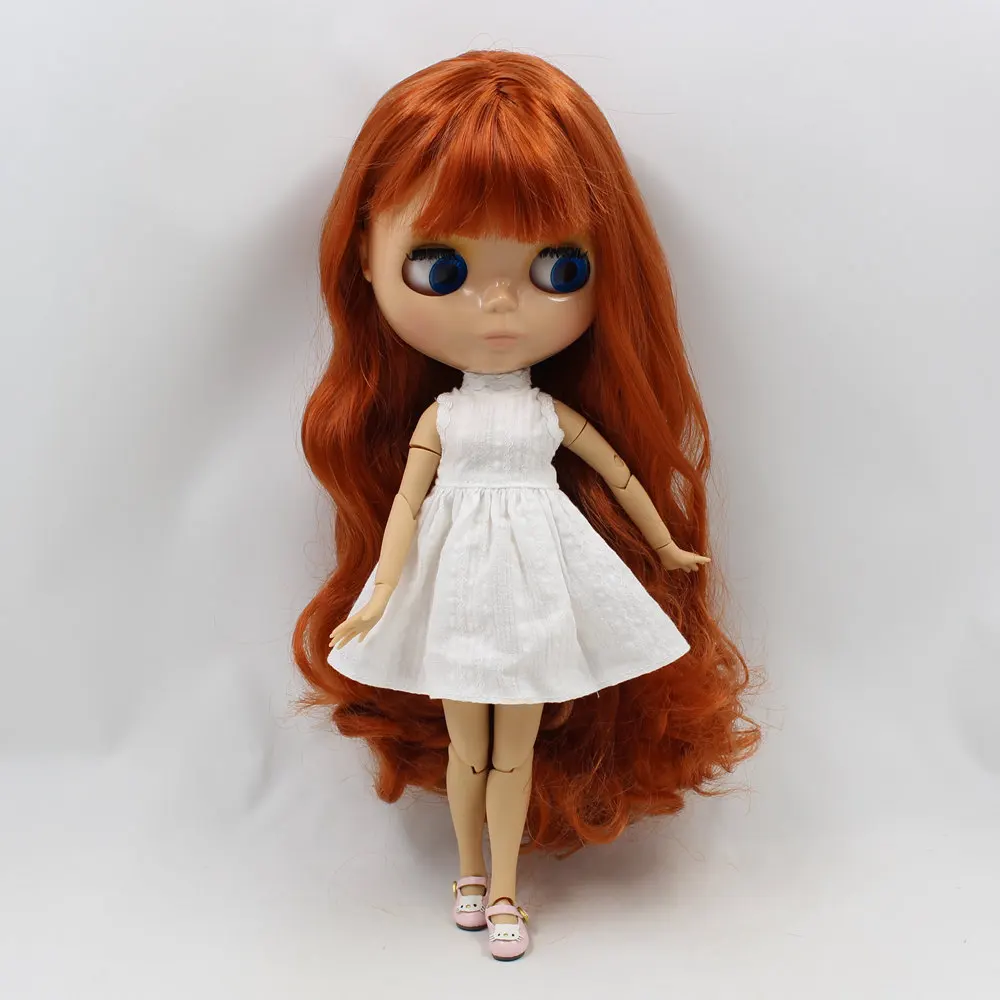 ICY DBS Blyth doll 1/6 bjd tan skin glossy face Soft long curly hair with bangs nude joint body bl1207